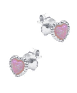 Sweet Opal Heart Silver Stud Earring STS-6310
